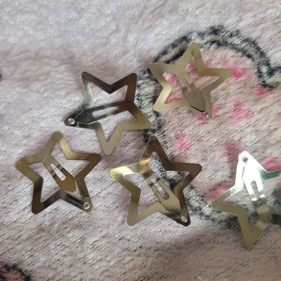 Five Silver Metal Star Hairclips Hair Accessory Hot Topic Cutecore Kawaii Decora - Picture 3 of 3